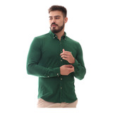 Camisa Social Masculina Verde Camiseta Polo Manga Longa