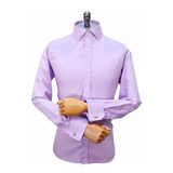 Camisa Social Punho Duplo Rosa Xadrez 100 Algodão Nobre A 024