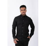 Camisa Social Tommy Hilfiger Manga Longa Preto