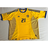 Camisa Suécia Copa Do Mundo 2002 Ibrahimovic 21 Raridade