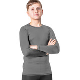 Camisa Térmica Cinza Juvenil Infantil Proteção Solar Uv 50