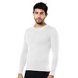 Camisa Térmica Manga Longa Masculina Segunda Pele Proteção UV Branco GG