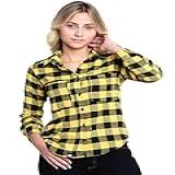 Camisa Xadrez Amarela Feminina Flanela