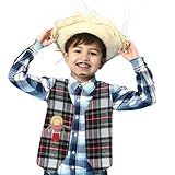 Camisa Xadrez Infantil Festa Junina São João Quadrilha Arraia Colete Listrado Estampado Juvenil Criança Bandeirinha Caipira Cowboy Dança BR Alfa Único Regular Branco 