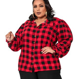 Camisa Xadrez Plus Size Blusa Feminina Viscose G1 G2 G3