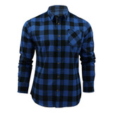 Camisa Xadrez Slim Fit Masculina Em Flanela De Manga Longa