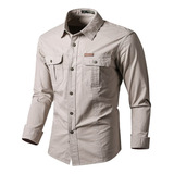 Camisas Cargo Militares Masculinas Algodão Informativas