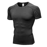 Camisas De Compressão Masculinas De Manga Curta Para Treino E Esportes Camisetas Dry Fit Para Corrida Academia Camada De Base Cinza Puro G