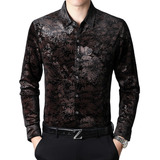 Camisas De Veludo De Manga Comprida Com Estampa Floral