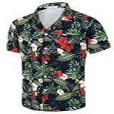 Camisas Havaianas Masculinas Casuais De Verão Com Botões Florais Manga Curta Aloha Beach Shirt Verde Vermelho91 G