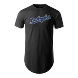 Camisas Masculinas Longline Los Angeles Dodger Malha Premium