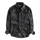 Camisas Militares De Carga Masculinas Camuflagem Algodão 