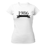 Camiseta 1986 Idade Aniversário Qualidade premium