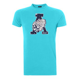 Camiseta Abercrombie Masculina Muscle Big A Chief Azul Claro