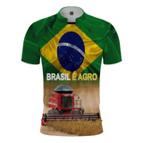 Camiseta Agro Brasil Patriota Colheitadeira Trator