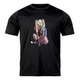 Camiseta Algodão Arlequina Bastão Anti Heroina Cartoon