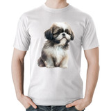 Camiseta Algodão Cachorro Shih Tzu Filhote