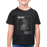 Camiseta Algodão Infantil Arcade Fliperama Projeto
