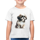 Camiseta Algodão Infantil Cachorro Shih Tzu