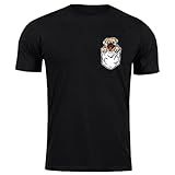Camiseta Algodão Pug De Bolso Camisa Pet Dog Animal Blusa Cor Preto Tamanho GG