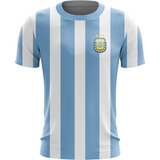 Camiseta Argentina Tricampeã Mundial Messi Clássica Dry