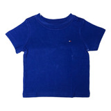 Camiseta Azul Manga Curta Lisa Gola Redonda Tommy Infantil