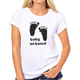 Camiseta Baby Look Gestante Branca Frase Baby On Bord Ref 15