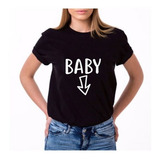 Camiseta Baby Look Tradicional Gestante Preto Baby Ref 366