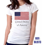 Camiseta Baby Look United States Of America Bandeira Usa