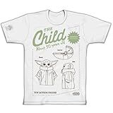 Camiseta Baby Yoda Grogu Unissex Infantil Algodão Oficial Star Wars Mandaloriano The Mandalorian Tamanho 12 Cor Branco