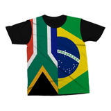 Camiseta Bandeira Brasil E África Do