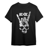 Camiseta Básica Camisa Acdc Skull Rock Mão Álbuns Hand Banda