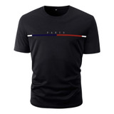 Camiseta Basica Masculina Lisa Premium Algodão Faixa Paris