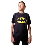 Camiseta Batman Infantil Camisa Estampada Desenho Unissex 100- Algodão -BR- Alfa- M- Regular- Preto-