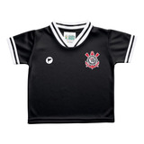 Camiseta Bebê Infantil Preta Time Corinthians Torcida Baby