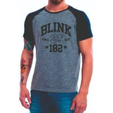 Camiseta Blink 182 Raglan Curta Cinza