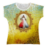 Camiseta Blusa Bata Feminina Jesus Misericordioso