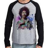 Camiseta Blusa Manga Longa Jimmy Hendrix
