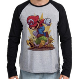 Camiseta Blusa Manga Longa Mario Bros Super Game Nintendo