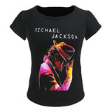 Camiseta Blusa Preta Feminina Michael Jackson