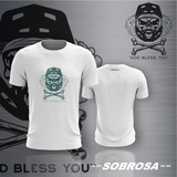 Camiseta Branca Casual Masculina Eco Exclusiva God Bless You