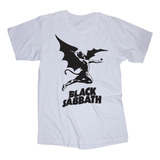 Camiseta Branca Logotipo Black Sabbath Ozzy