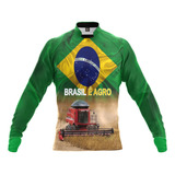 Camiseta Brasil Agro Colheitadeira E Trator