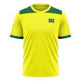 Camiseta Braziline Terena Brasil Masculino Amarelo E Verd