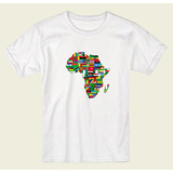 Camiseta Camisa Blusa Mapa África Bandeira Nações Países 1