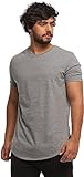 Camiseta Camisa Blusa Oversized Longline Masculina Swag BR Alfa M Regular Cinza Grafite 