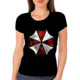 Camiseta Camisa Feminina Resident Evil Umbrella Academy 3