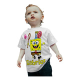 Camiseta Camisa Festa Infantil Bob Esponja E Gary Nome Perso