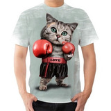 Camiseta Camisa Gato Lutador Ufc Boxe