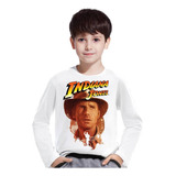 Camiseta Camisa Indiana Jones Manga Longa Infantil 